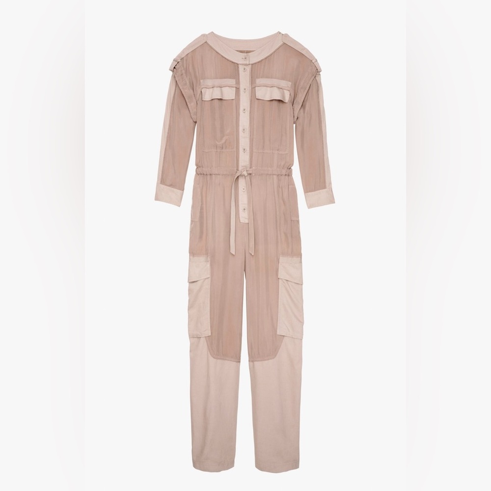 ZARA surplice designer jumpsuit in buff pink